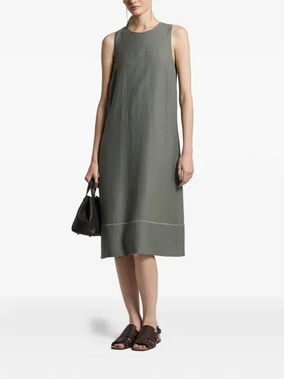 Peserico Crew-neck Midi Dress In Metallic