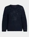 Peserico Crewneck Open-knit Wool Sweater In Black