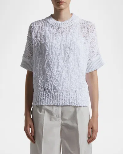 Peserico Crewneck Textural Knit Sweater In Pure White
