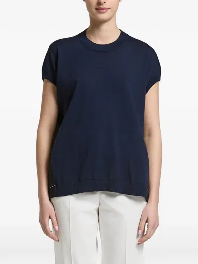 Peserico Crew-neck Vest In Blue