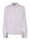 Peserico Crisp White Blouse With Unique Slit Cuffs In Purple