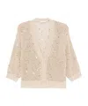 Peserico Sequin-embellished Cotton Cardigan In Nude