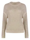 Peserico Cotton Blend Crew-neck Sweater In Neutrals