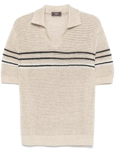 Peserico Crochet-knit Polo Shirt In Nude