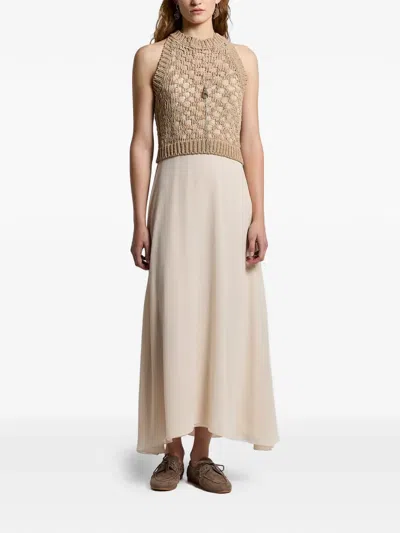 Peserico Crochet Midi Dress In Neutral