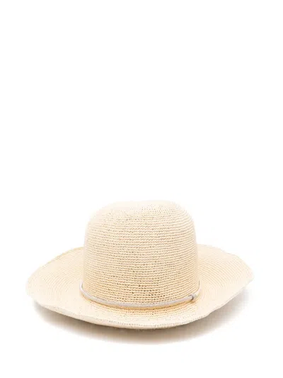 Peserico Crochet Sun Hat In Neutrals