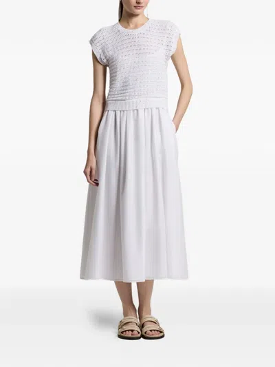 Peserico Crocheted-detail Midi Dress In White