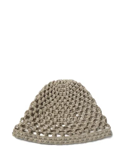 Peserico Crochet-knit Beaded Beanie Hat In Brown