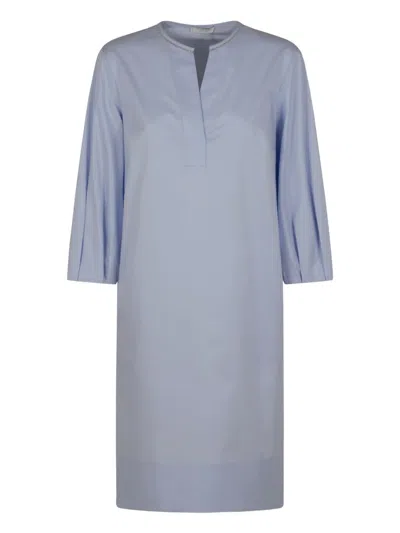 Peserico Crop-sleeve Tunic Dress In Blue