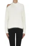 Peserico Cropped Angora Pullover In White