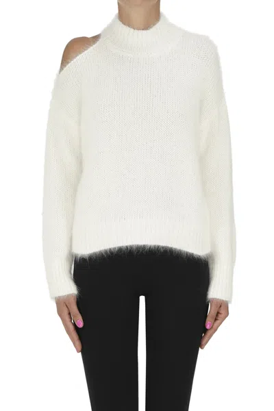 Peserico Cropped Angora Pullover In White