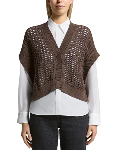 Peserico Cropped Cardigan In Green