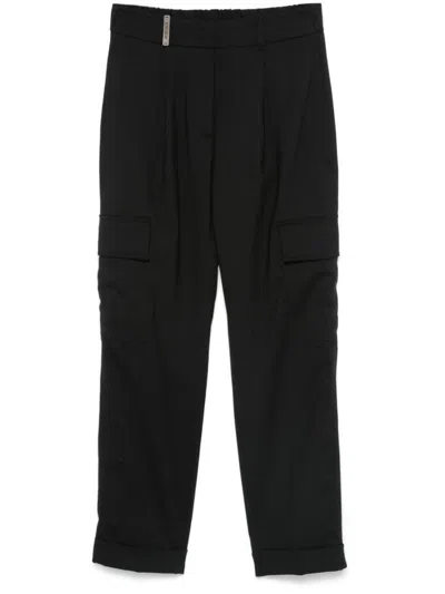 Peserico Pleat-detail Cargo Trousers In Black