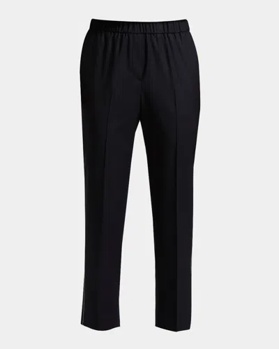 Peserico Bead-embellished Trousers In Blue
