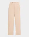 Peserico Cropped Chain-trim Stretch Cotton Pants In Amber Beige