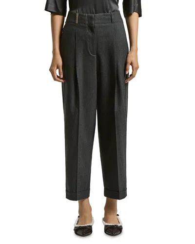 Peserico Cropped Cuffed Trousers In Blue