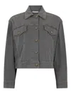 Peserico Cropped Denim Jacket In Gray