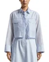 Peserico Cropped Blouse With Classic Collar And Subtle Embellishment In Sunrise Blue