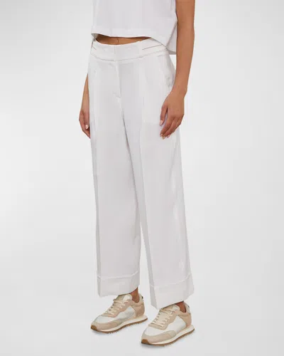 Peserico Cropped High-rise Straight-leg Trousers In Pottery White