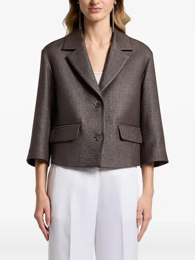 Peserico Cropped Jacket In Brown