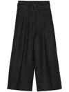 Peserico Cropped Linen Palazzo Pants In Black