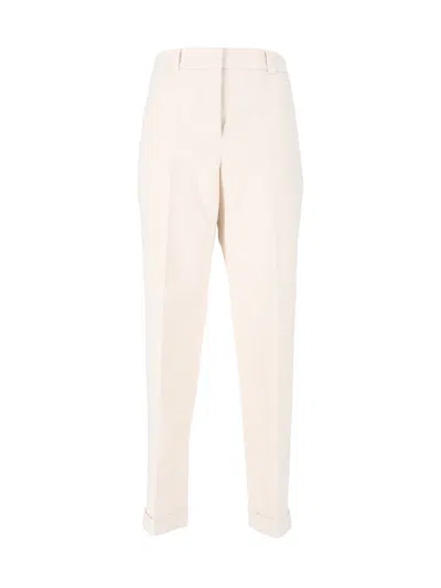 Peserico Cropped Minimalist Tailored Cropped Pants In Neutral