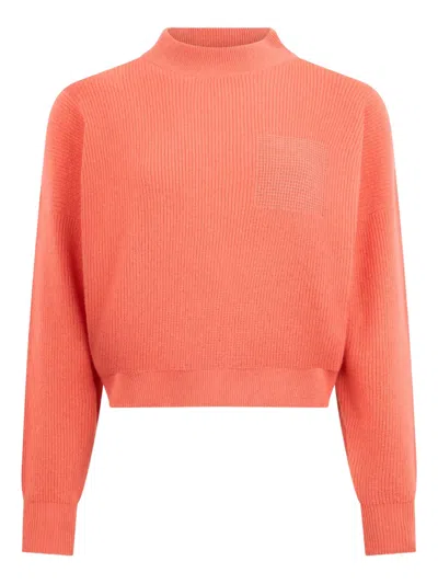 Peserico Cropped Mock-neck Sweater In Orange
