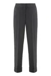 Peserico Cropped Pants In Wool Blend In Black