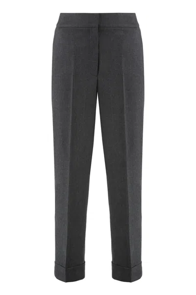 Peserico Cropped Pants In Wool Blend In Gray