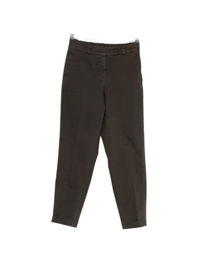 Peserico Cropped Pants With Rolled Hem In Brown