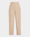 Peserico Cropped Pinstripe Wool-blend Pants In Brown