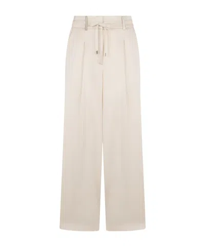 Peserico Cropped Satin Wide-leg Trousers In Neutral