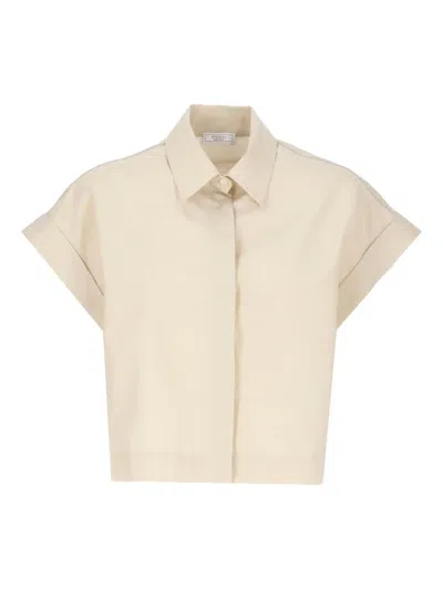 Peserico Shirt With Bright Light Point Details In Neutral