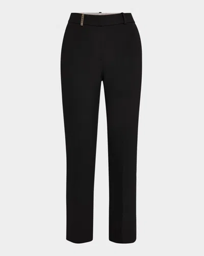 Peserico Cropped Side-slit Pants In Black