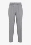 Peserico Stretch Cotton Gabardine Cigarette Trousers In Gray