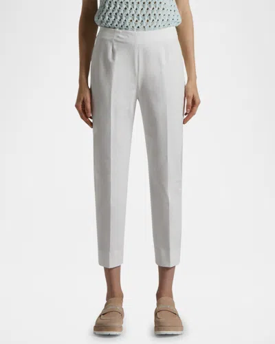 Peserico Cropped Slit-hem Tapered Pants In Cloud White