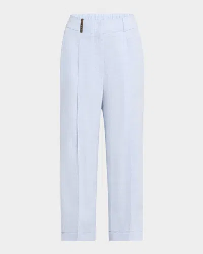 Peserico Cropped Straight-leg Pants In White