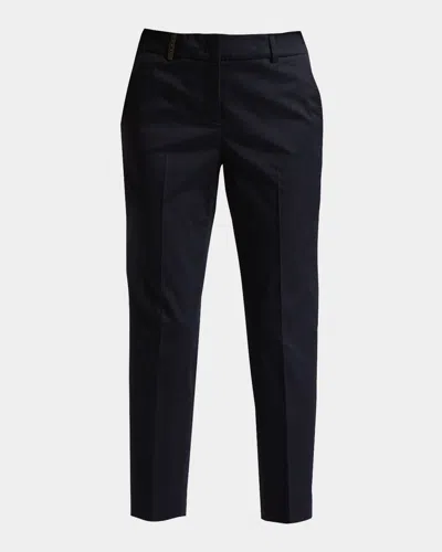Peserico Cropped Straight-leg Pants In Space Blue