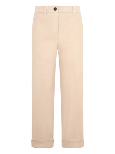 Peserico Cropped Straight Trousers In Neutral