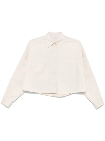 Peserico Cropped Stretch-cotton Shirt In Neutral
