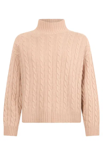 Peserico Cropped Sweater In Soft Fabric Color Beige. In Pink