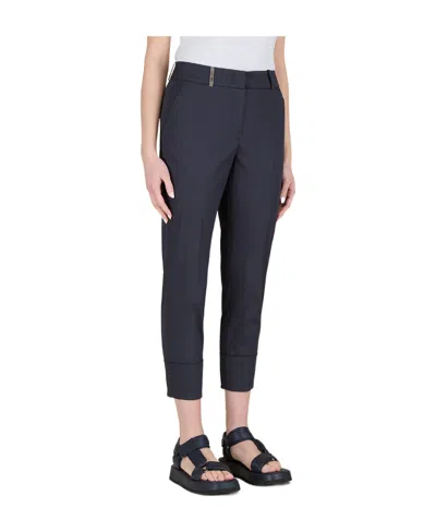 Peserico Cropped Tailored Cotton Trousers In Black