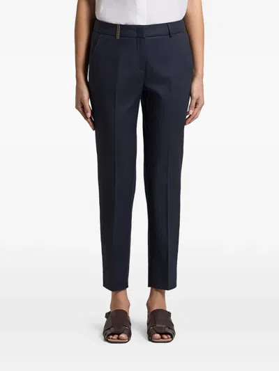 Peserico Cropped Tailored Cotton Trousers In Black