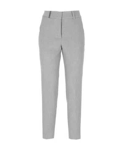 Peserico Cropped Tailored Trousers In Grey