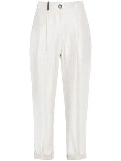 Peserico Cropped Tailored Trousers In Neutrals