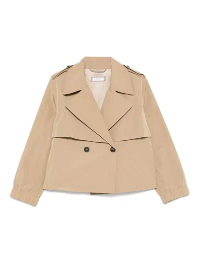 Peserico Cropped Trench Jacket In Neutrals