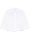 Peserico Cropped White Poplin Shirt With Hidden Buttoning In White