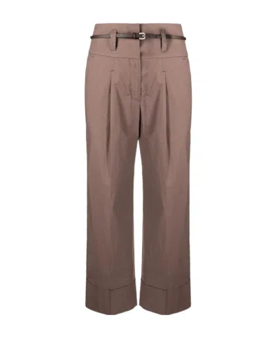 Peserico Cropped Wide-leg Trousers In Brown