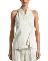 Peserico Crossed Vest In Almond White