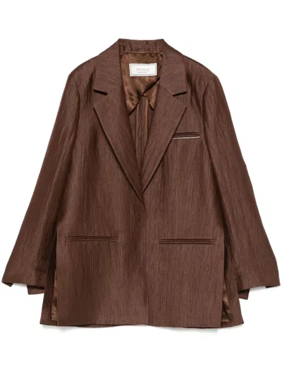 Peserico Crushed-gabardine Blazer In Brown